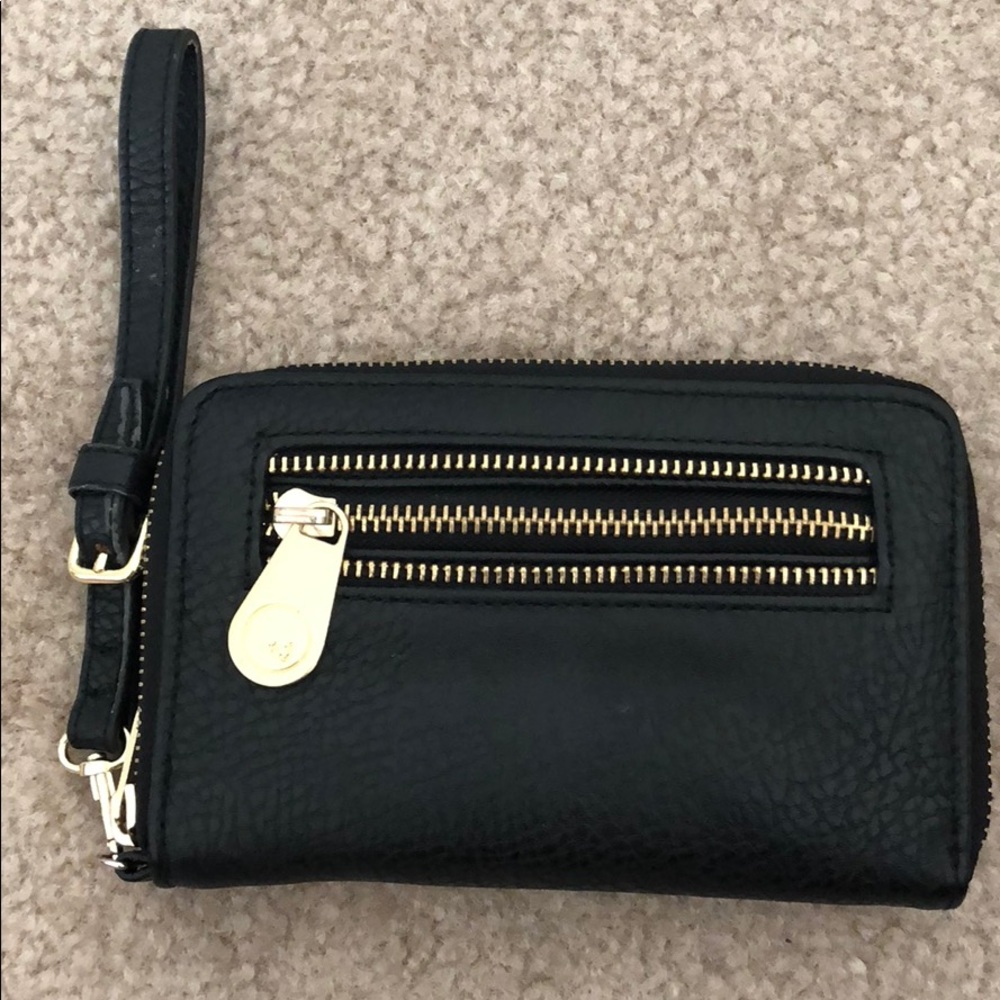 Olivia and Joy black and gold wallet wristlet